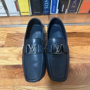 Louis Vuitton Navy Blue Leather Monte Carlo Slip-On Loafers